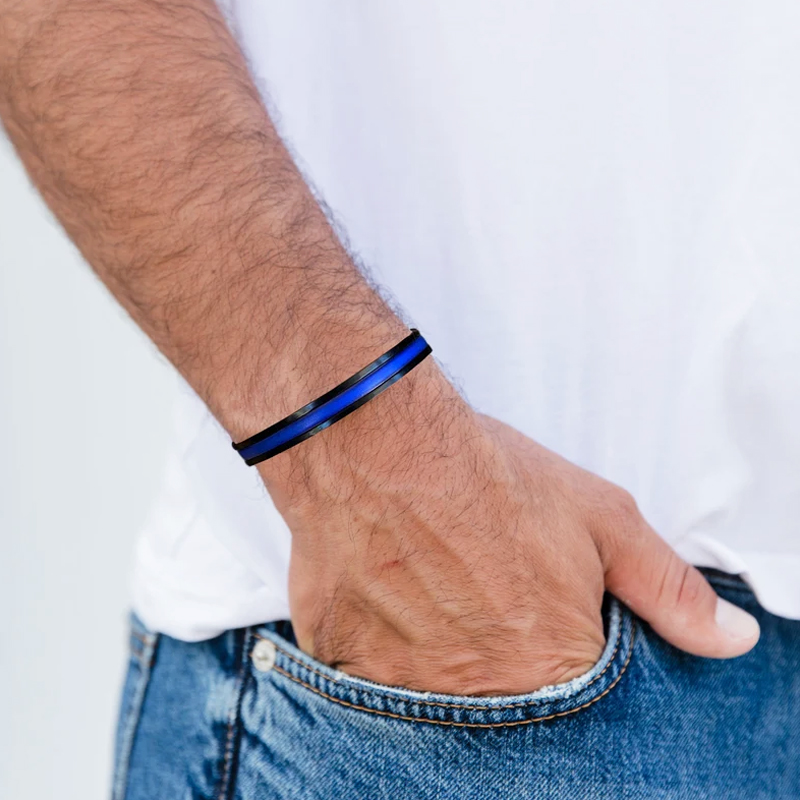 Personalized Police Officer Gifts Thin Blue Line Bracelet Law School