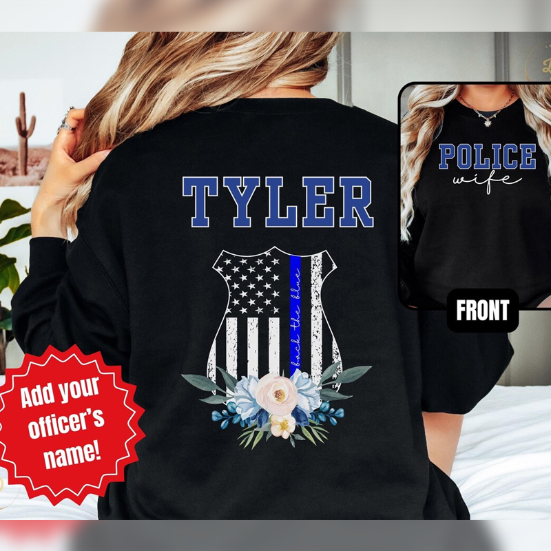 Personalized Police Wife Sweatshirt Back the Blue Wife Sweatshirt