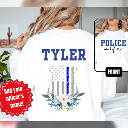 Personalized Police Wife Sweatshirt Back the Blue Wife Sweatshirt