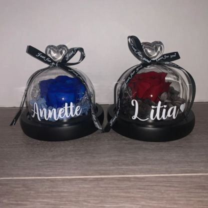 Personalized Preserved Eternal Rose In Dome With LED Lights