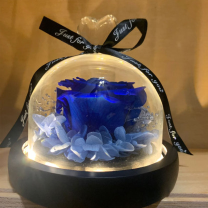 Personalized Preserved Eternal Rose In Dome With LED Lights