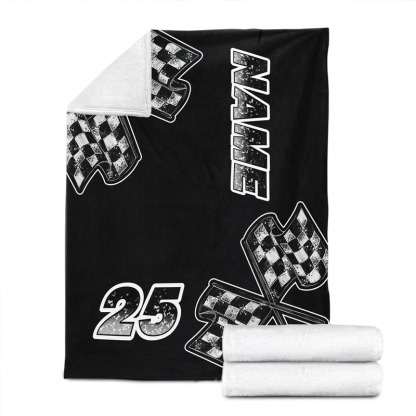 Personalized Racing Flag Blanket For Boys