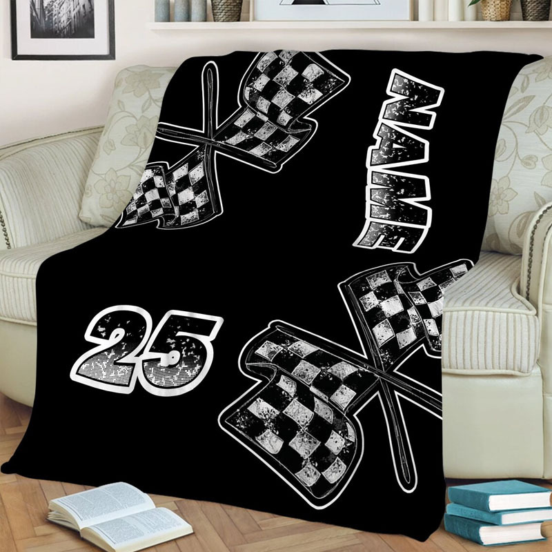 Personalized Racing Flag Blanket For Boys