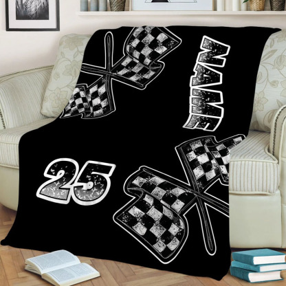 Personalized Racing Flag Blanket For Boys