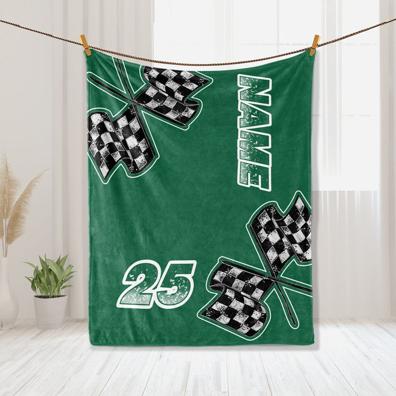 Personalized Racing Flag Blanket For Boys