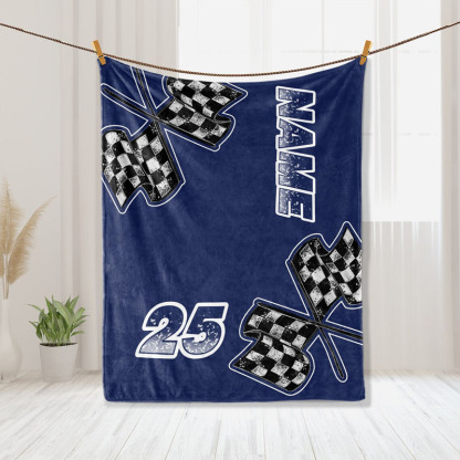 Personalized Racing Flag Blanket For Boys