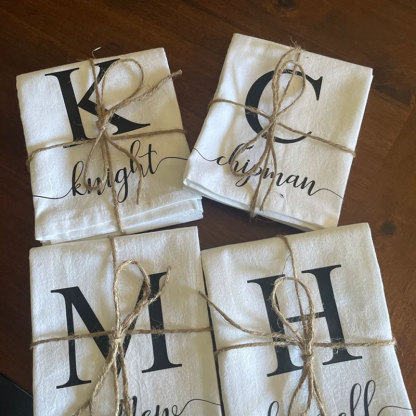 Personalized Tea Towel Initial Kitchen Decor