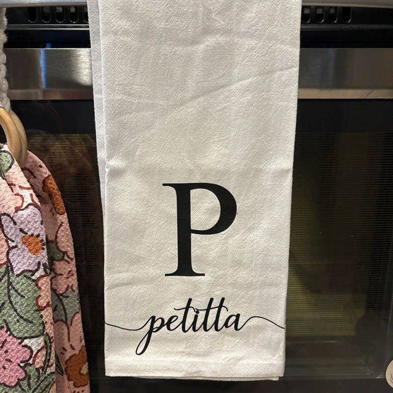 Personalized Tea Towel Initial Kitchen Decor