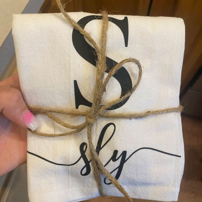 Personalized Tea Towel Initial Kitchen Decor