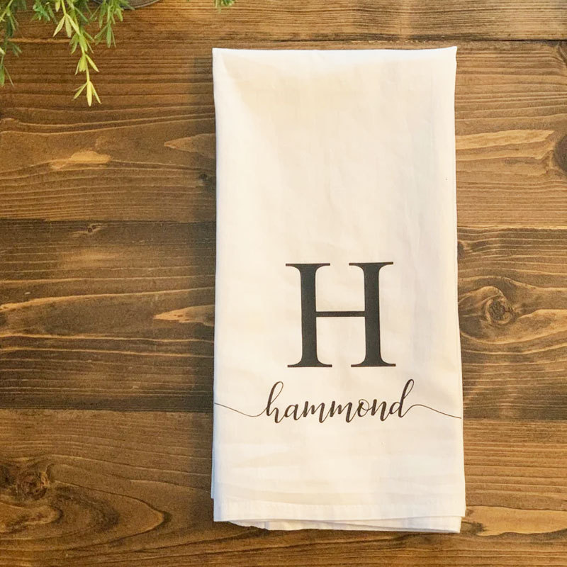 Personalized Tea Towel Initial Kitchen Decor