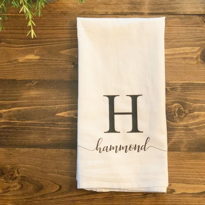 Personalized Tea Towel Initial Kitchen Decor