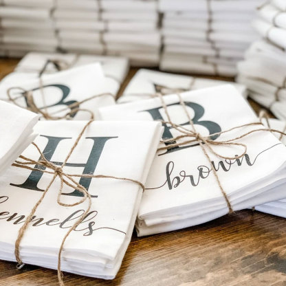 Personalized Tea Towel Initial Kitchen Decor