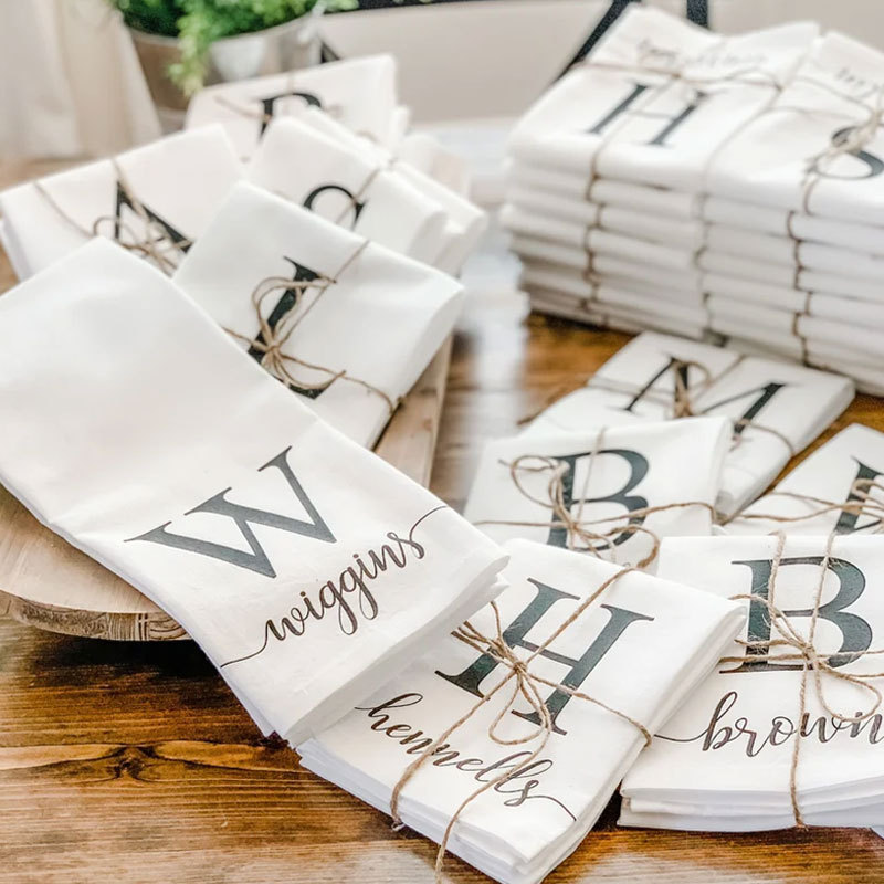 Personalized Tea Towel Initial Kitchen Decor