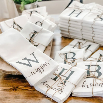 Personalized Tea Towel Initial Kitchen Decor