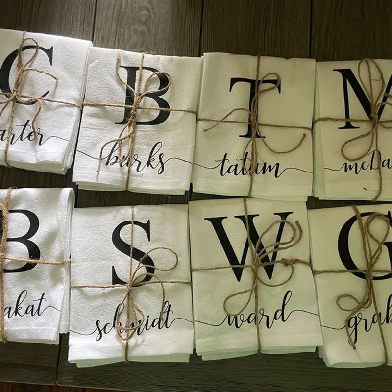 Personalized Tea Towel Initial Kitchen Decor
