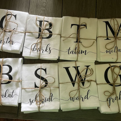 Personalized Tea Towel Initial Kitchen Decor