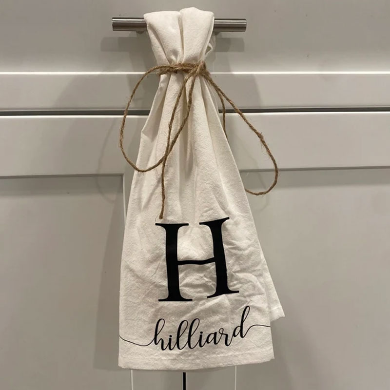 Personalized Tea Towel Initial Kitchen Decor