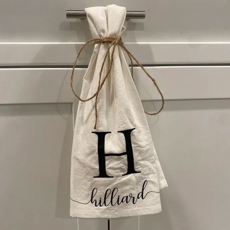 Personalized Tea Towel Initial Kitchen Decor