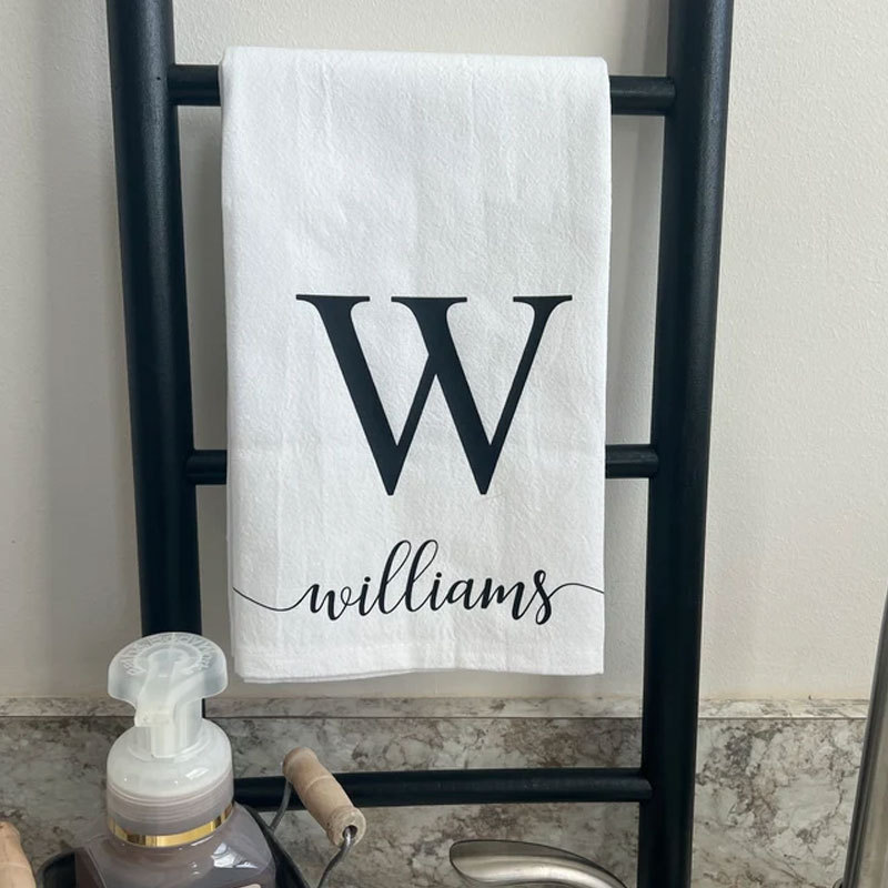 Personalized Tea Towel Initial Kitchen Decor