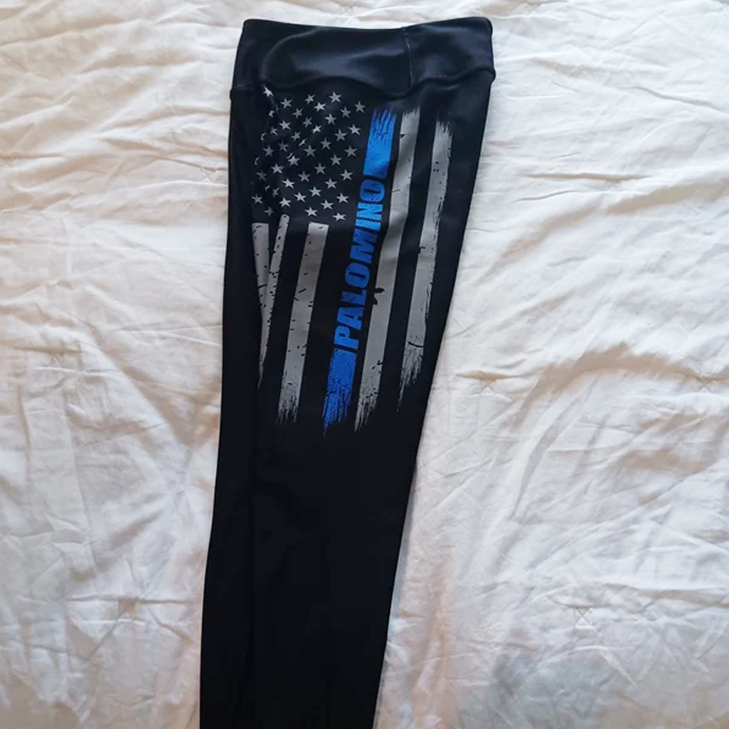 Personalized Thin Blue Line Flag Leggings - Police Officer Gift