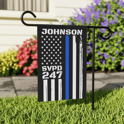 Personalized Thin Blue Line Garden Flag