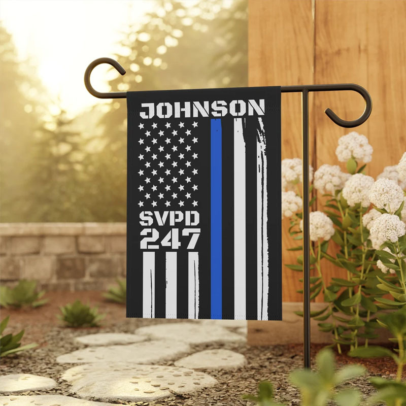 Personalized Thin Blue Line Garden Flag