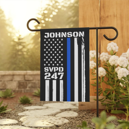 Personalized Thin Blue Line Garden Flag