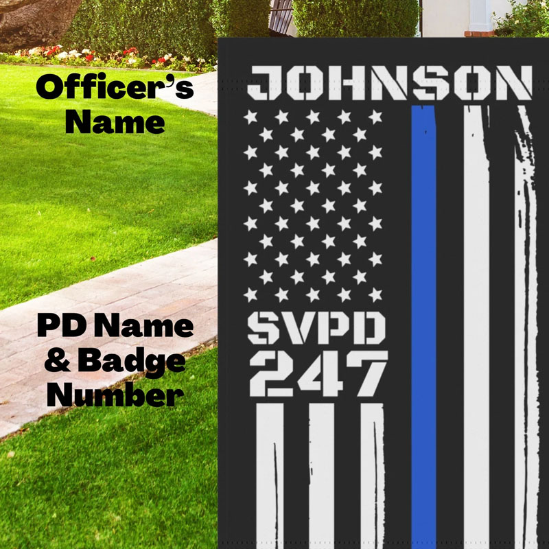 Personalized Thin Blue Line Garden Flag