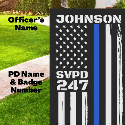 Personalized Thin Blue Line Garden Flag