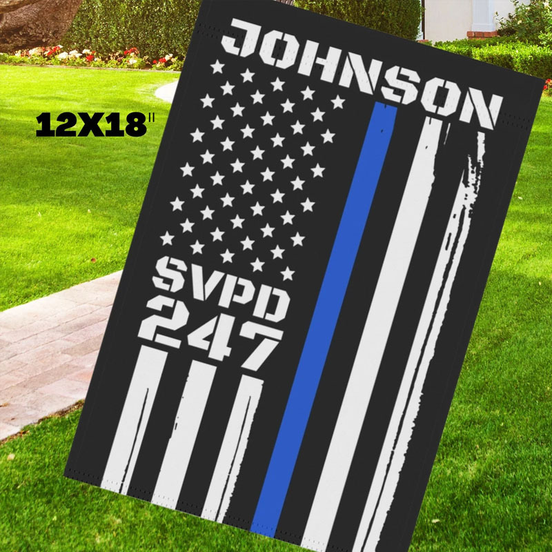 Personalized Thin Blue Line Garden Flag