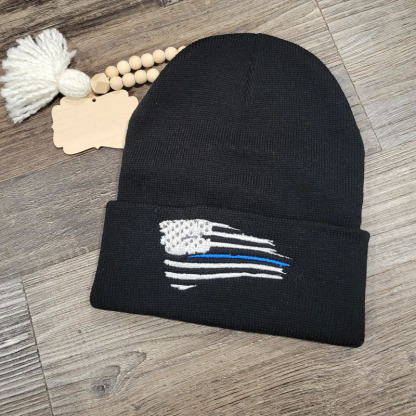 Personalized Thin Line Flag Beanie