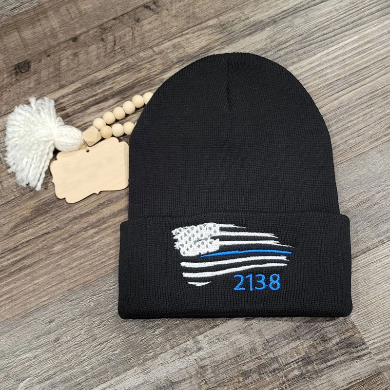 Personalized Thin Line Flag Beanie