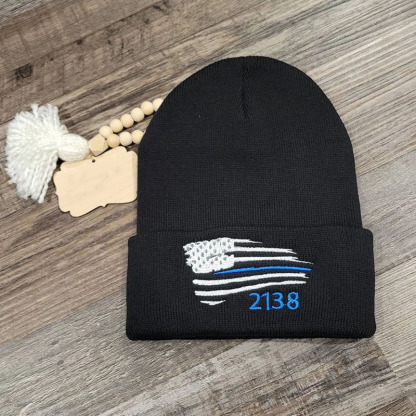 Personalized Thin Line Flag Beanie