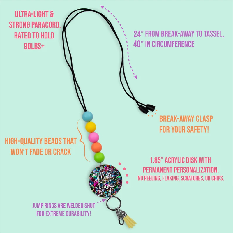  Personalized Trendy Teacher Lanyard  for Keys or ID Badge