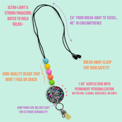  Personalized Trendy Teacher Lanyard  for Keys or ID Badge