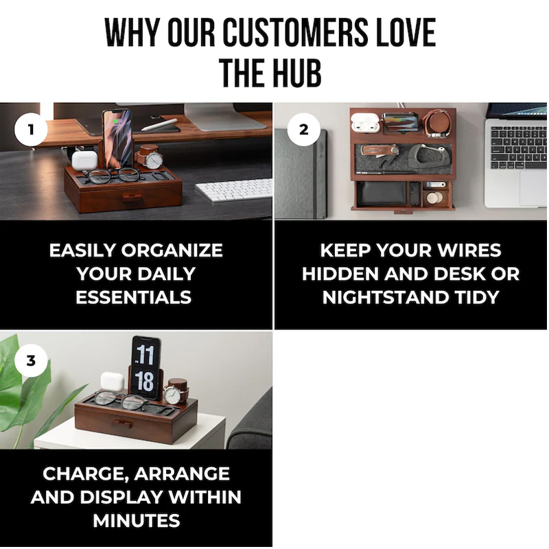 Personalized Wooden Nightstand Organizer For Men