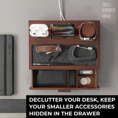 Personalized Wooden Nightstand Organizer For Men