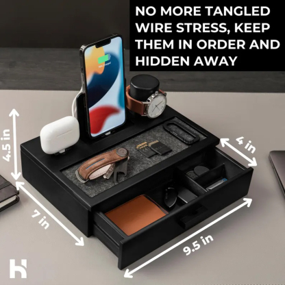 Personalized Wooden Nightstand Organizer For Men