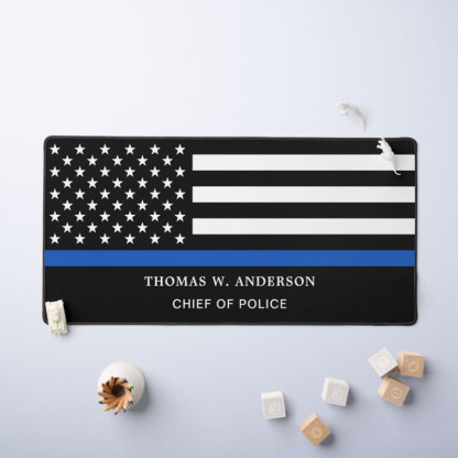 Police Officer Personalized Thin Blue Line Desk Mat