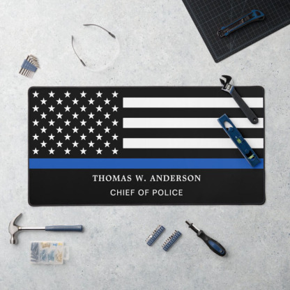 Police Officer Personalized Thin Blue Line Desk Mat