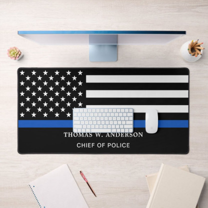 Police Officer Personalized Thin Blue Line Desk Mat