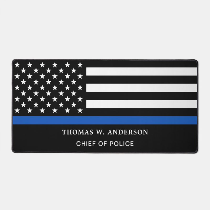 Police Officer Personalized Thin Blue Line Desk Mat