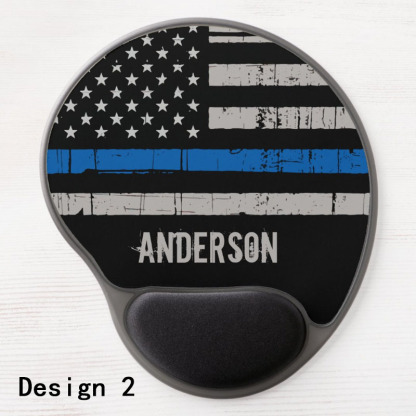 Police Officer Personalized Thin Blue Line Gel Mouse Pad