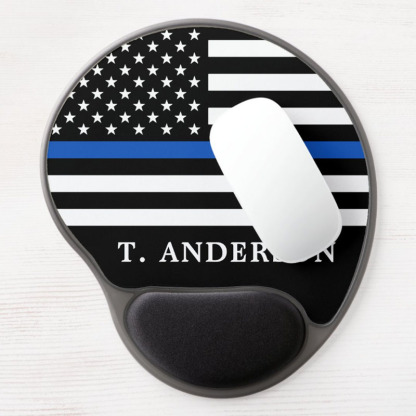 Police Officer Personalized Thin Blue Line Gel Mouse Pad