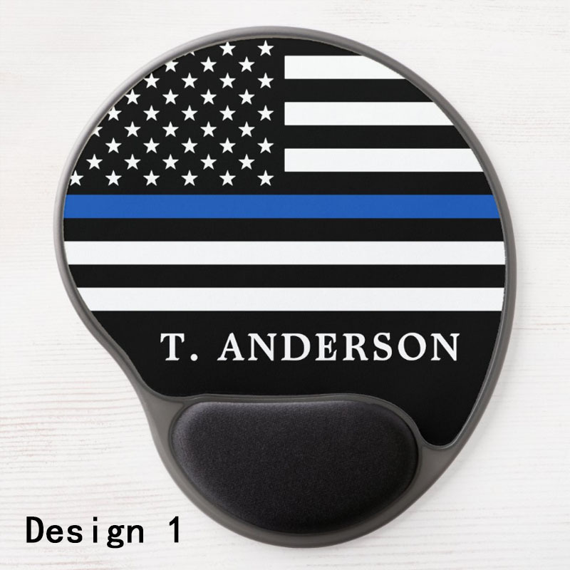 Police Officer Personalized Thin Blue Line Gel Mouse Pad