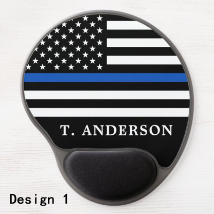 Police Officer Personalized Thin Blue Line Gel Mouse Pad