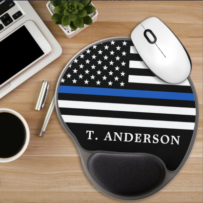 Police Officer Personalized Thin Blue Line Gel Mouse Pad