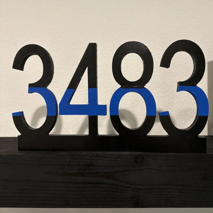Police Officer Thin Blue Line Wooden Badge Number Thin Blue Line Decor