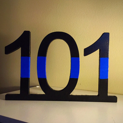 Police Officer Thin Blue Line Wooden Badge Number Thin Blue Line Decor