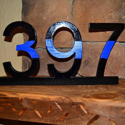 Police Officer Thin Blue Line Wooden Badge Number Thin Blue Line Decor